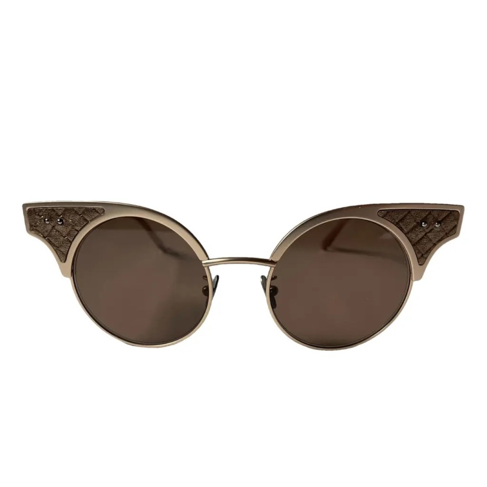 Bottega Veneta Gold Frame Sunglasses with Brown Lenses